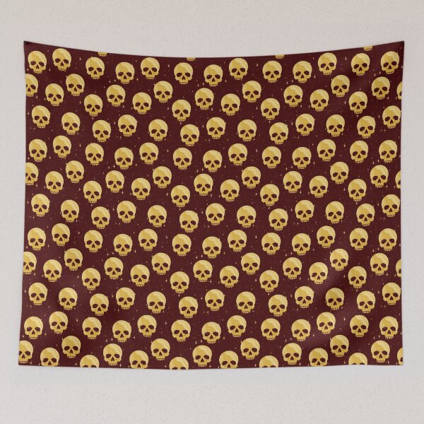 Item preview, Whimsigoth Golden Skulls on Burgundy designed and sold by Little Wimbly.
