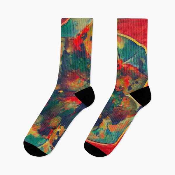 Item preview, Impressionist Abstract Deep Teal and Red Hibiscus Flower designed and sold by BalkanBloomArt.