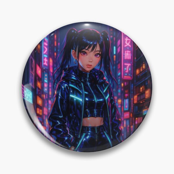 Item preview, Cyberpunk Anime Girl in Neon City designed and sold by AnnArtshock.