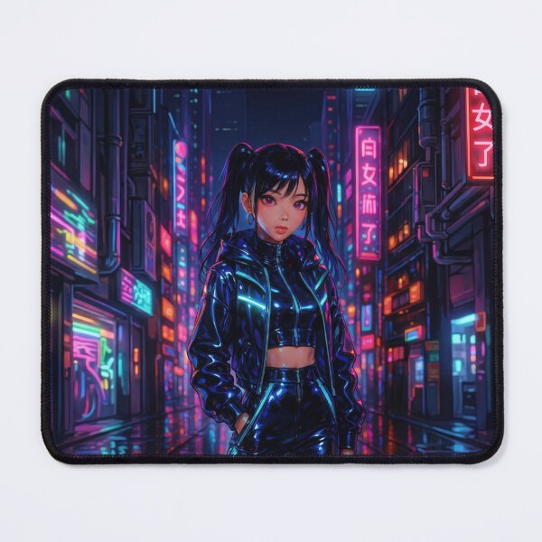 Item preview, Cyberpunk Anime Girl in Neon City designed and sold by AnnArtshock.