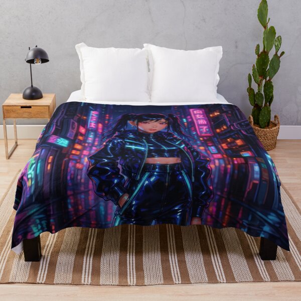 Item preview, Cyberpunk Anime Girl in Neon City designed and sold by AnnArtshock.