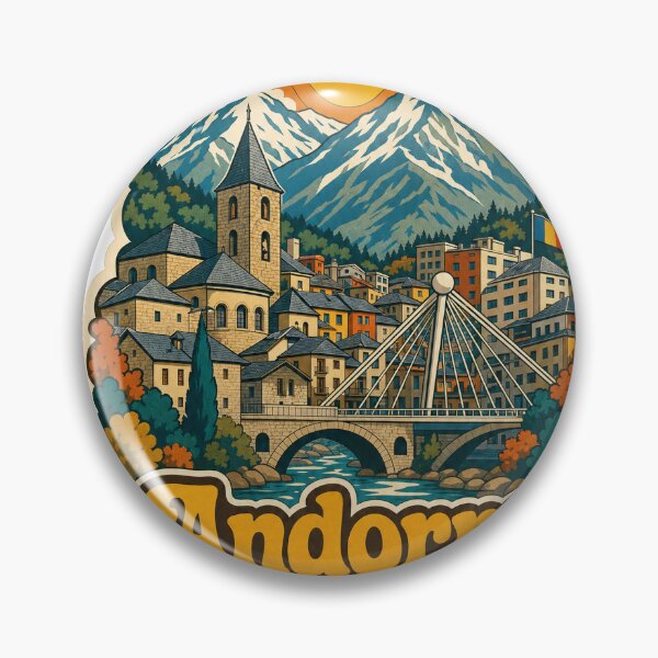 Item preview, Andorra la Vella Andorra Travel Souvenir - Retro Illustration designed and sold by VisualArtsOasis.