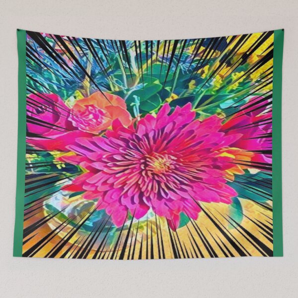Item preview, Pop Art Magenta Chrysanthemum Explosion Digital Illustration designed and sold by BalkanBloom.