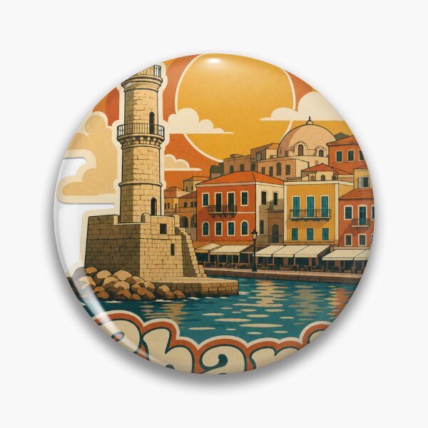 Item preview, Chania Greece Travel Souvenir - Retro Illustration designed and sold by VisualArtsOasis.