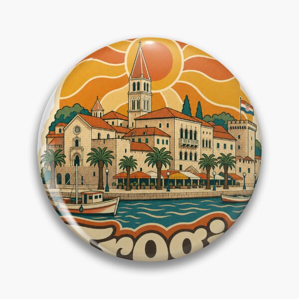 Item preview, Trogir Croatia Travel Souvenir - Retro Illustration designed and sold by VisualArtsOasis.