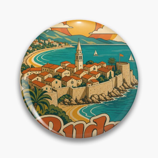 Item preview, Budva Montenegro Travel Souvenir - Retro Illustration designed and sold by VisualArtsOasis.
