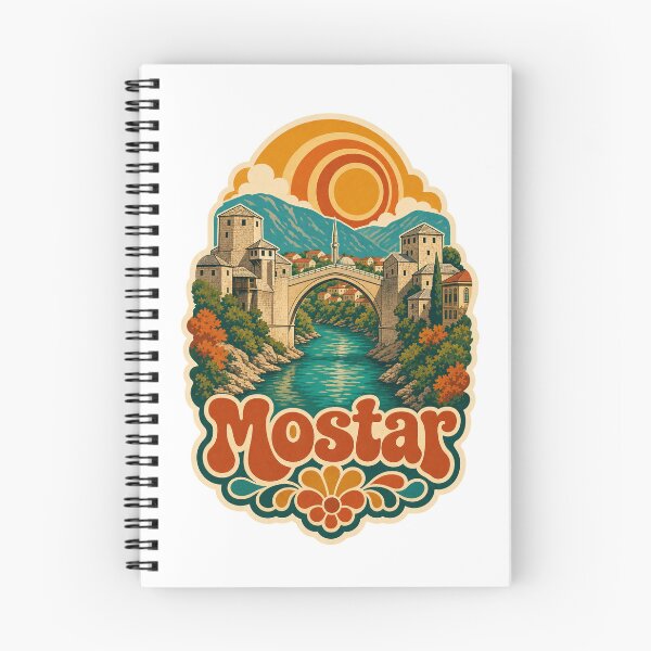 Item preview, Mostar Bosnia and Herzegovina Travel Souvenir - Retro Illustration designed and sold by VisualArtsOasis.