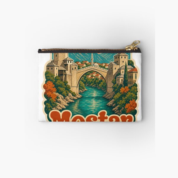 Item preview, Mostar Bosnia and Herzegovina Travel Souvenir - Retro Illustration designed and sold by VisualArtsOasis.