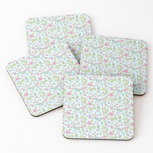 Item preview, Cocktail Hour Blue | Watercolor Cocktail Pattern | Summer Citrus Repeat Print | Pink Floral Happy Hour Design designed and sold by Megan Jamison.