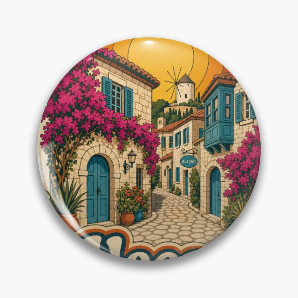 Item preview, Alacati Turkey Travel Souvenir - Retro Illustration designed and sold by VisualArtsOasis.
