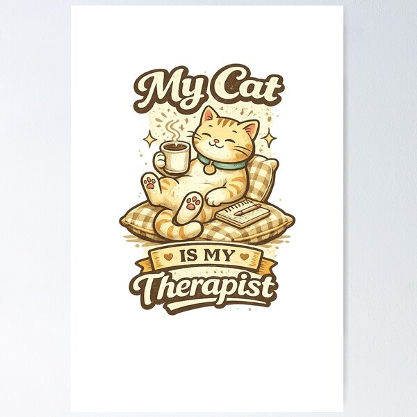Item preview, My Cat Is My Therapist | Cute Funny Cat Lover Retro Design designed and sold by ✨ Daily Vibe Studio ✨.