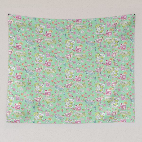 Item preview, Cocktail Hour Mint | Cocktail Hour Blue | Watercolor Cocktail Pattern | Summer Citrus Repeat Print | Pink Floral Happy Hour Design designed and sold by Megan Jamison.