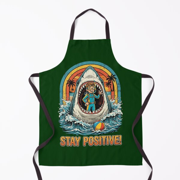 Item preview, Stay Positive Shark Diver Retro Sunset T-Shirt | Funny Scuba Diving Great White Shark Beach Vacation Graphic designed and sold by Bhaskar Digital Art.