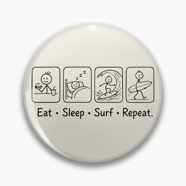Item preview, Eat, sleep, surf, repeat...funny stick figure designed and sold by Applecrunch.