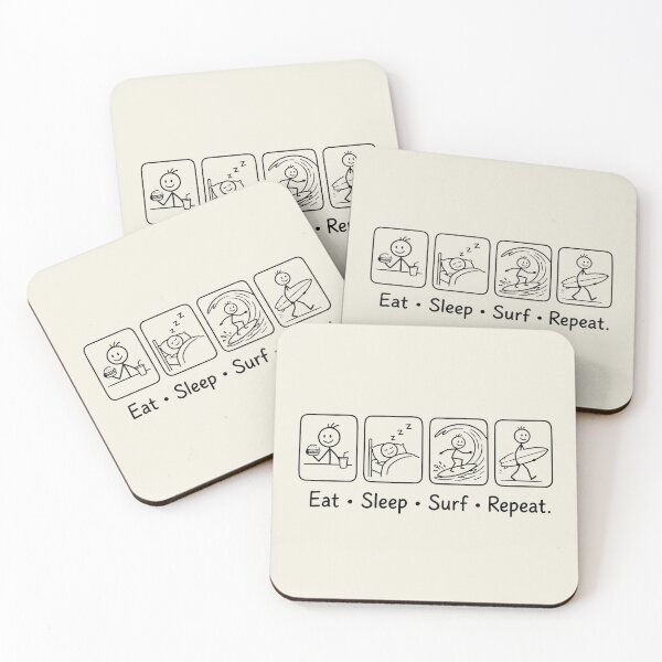 Item preview, Eat, sleep, surf, repeat...funny stick figure designed and sold by Applecrunch.