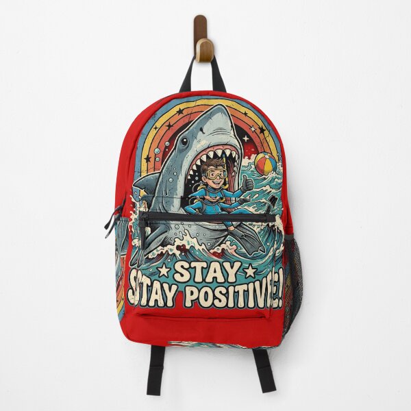 Item preview, Stay Stay Positive Shark Diver Retro T-Shirt | Funny Scuba Diving Great White Shark Beach Design designed and sold by Bhaskar Digital Art.