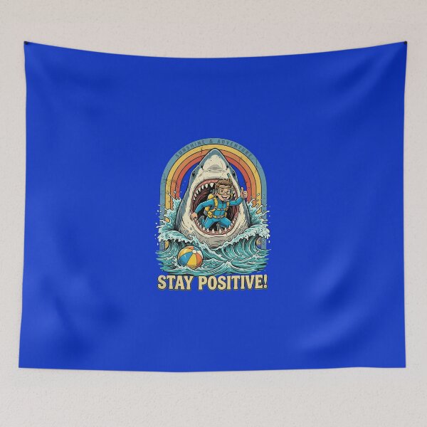 Item preview, Stay Positive Shark Diver Vintage T-Shirt | Funny Scuba Diving Adventure Retro Beach Graphic designed and sold by Bhaskar Digital Art.