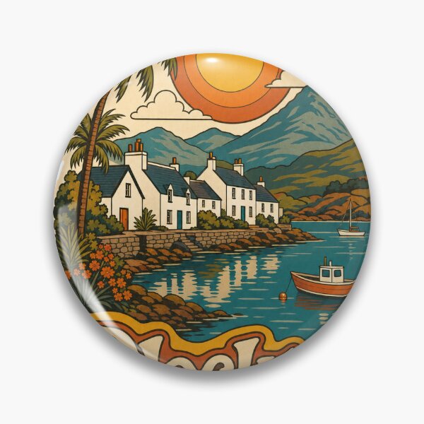 Item preview, Plockton Scotland Travel Souvenir - Retro Illustration designed and sold by VisualArtsOasis.