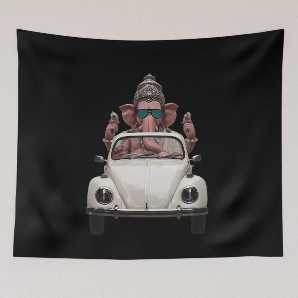 Item preview, Cool Streetwear Elephant Rider on Vintage White Beetle Car Pop Art designed and sold by PANNARUK THAILAND.