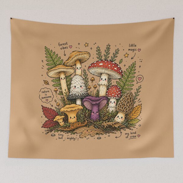 Item preview, Forest Crew: Magical Mushroom Gathering & Nature Vibes designed and sold by 63Hotpeppers.