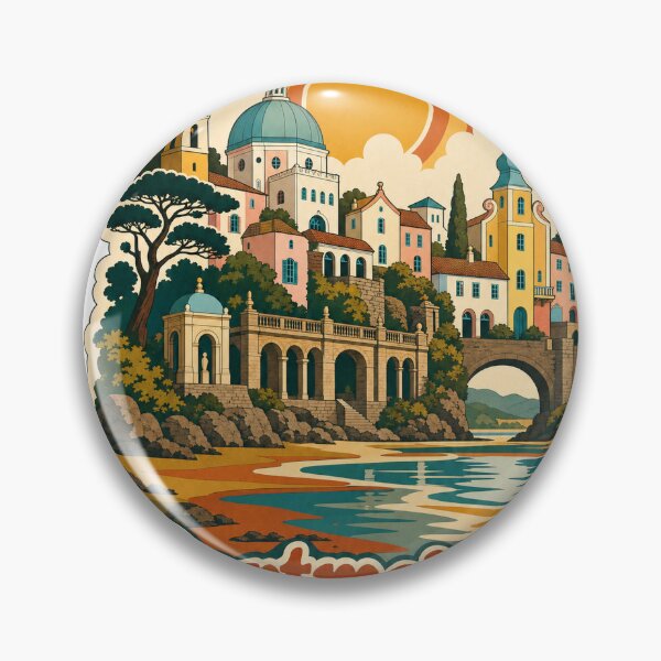 Item preview, Portmeirion Wales Travel Souvenir - Retro Illustration designed and sold by VisualArtsOasis.