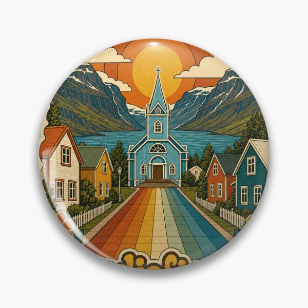 Item preview, Seydisfjordur Iceland Travel Souvenir - Retro Illustration designed and sold by VisualArtsOasis.