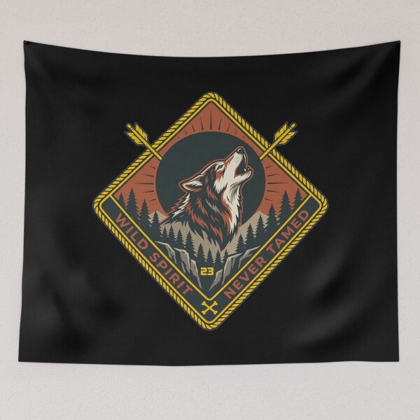 Item preview, Vintage Howling Wolf Wild Spirit Geometric Emblem designed and sold by Global-Command.