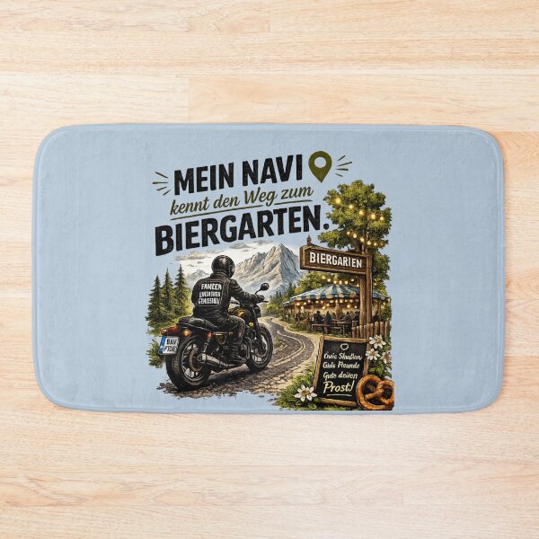 Item preview, Funny Bavarian Motorcycle Design – "Mein Navi kennt den Weg zum Biergarten" designed and sold by Alpine-Ink.