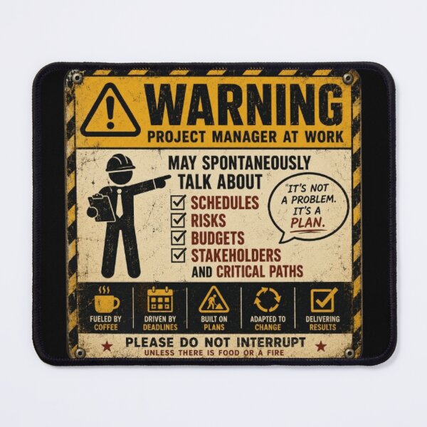 Item preview, Warning Project Manager at Work Funny Office Management Humor designed and sold by Eng-Art.