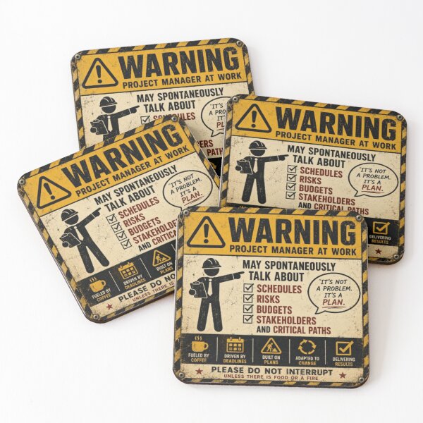 Item preview, Warning Project Manager at Work Funny Office Management Humor designed and sold by Eng-Art.