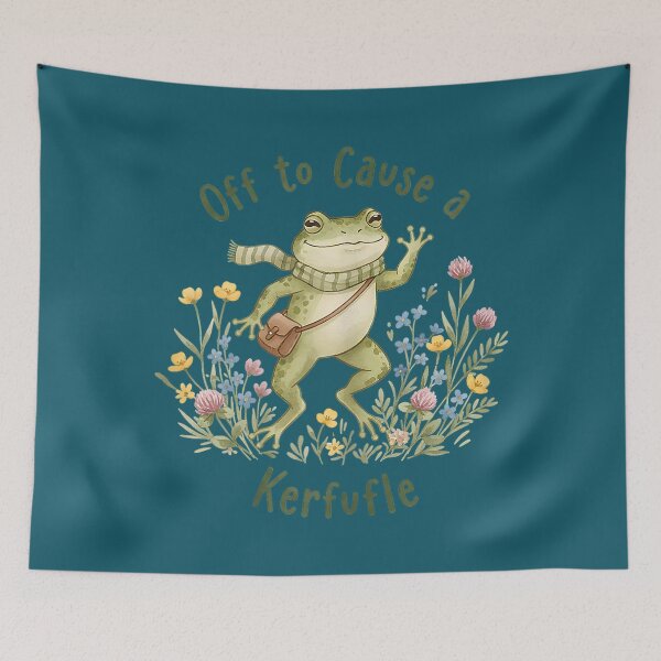 Item preview, Cute Frog Off to Cause A Kerfuffle Whimsical Watercolor designed and sold by FrankIsabel.
