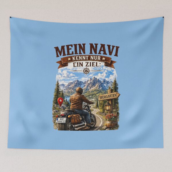 Item preview, Funny Bavarian Motorcycle Design – "Mein Navi kennt nur ein Ziel: Biergarten" designed and sold by Alpine-Ink.