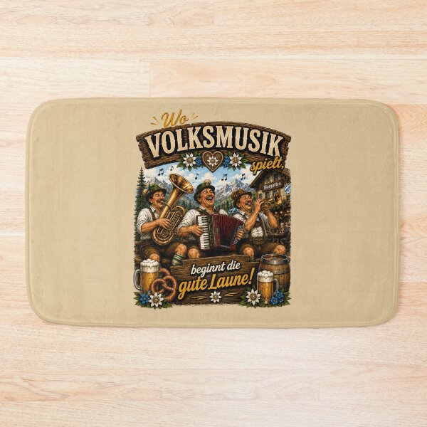 Item preview, Funny Bavarian Folk Music Gift – "Wo Volksmusik spielt, beginnt die gute Laune!" designed and sold by Alpine-Ink.