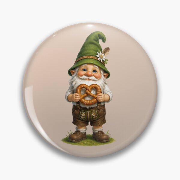 Item preview, Cute Bavarian Gnome with Pretzel – Alpine Folk Character Illustration designed and sold by Alpine-Ink.