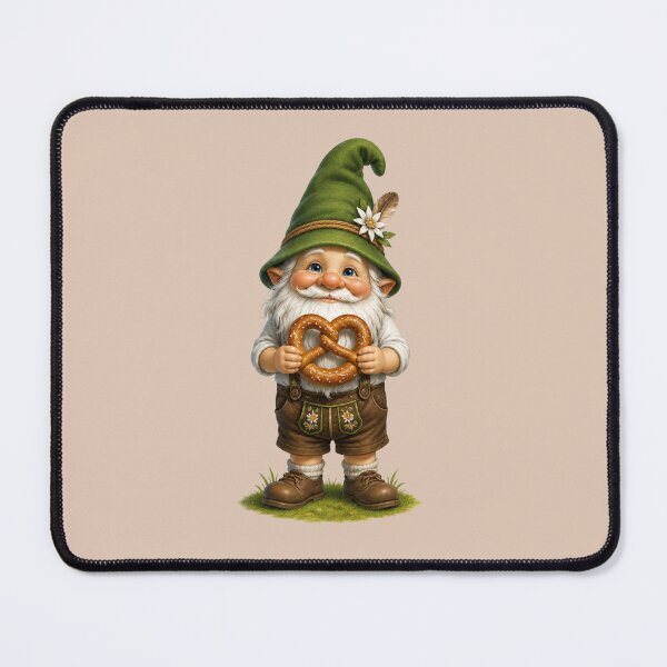 Item preview, Cute Bavarian Gnome with Pretzel – Alpine Folk Character Illustration designed and sold by Alpine-Ink.