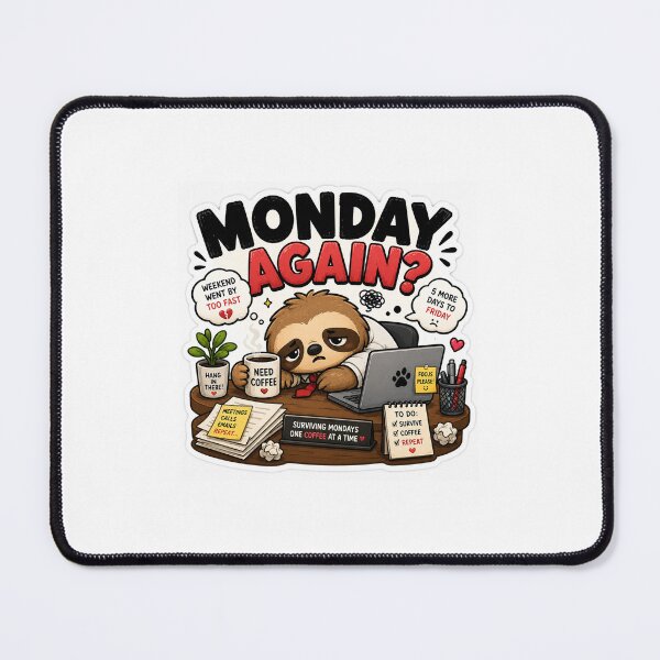 Item preview, Monday Again? Funny Office Worker Sticker designed and sold by BrainBuckets.