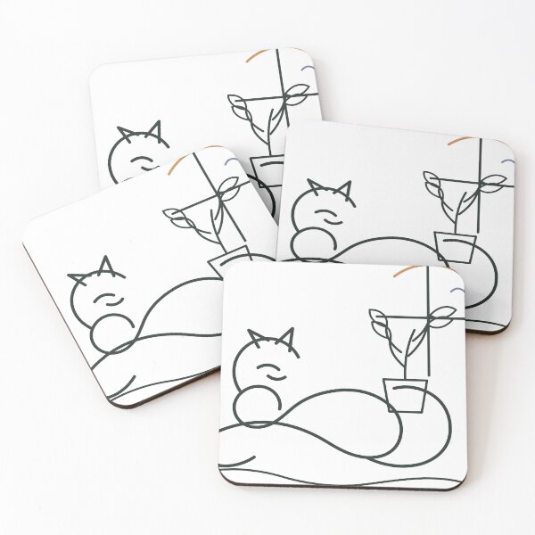 Item preview, Minimalist Sleeping Cat Line Art designed and sold by FlamoArt.