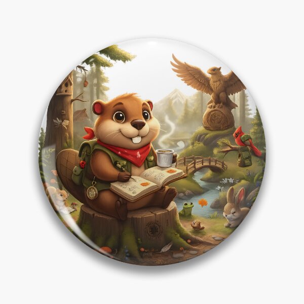 Item preview, Happy Beaver Adventures – Morning at Whispering Pine Grove designed and sold by Clothes With Smiling Animals Walt Gral.