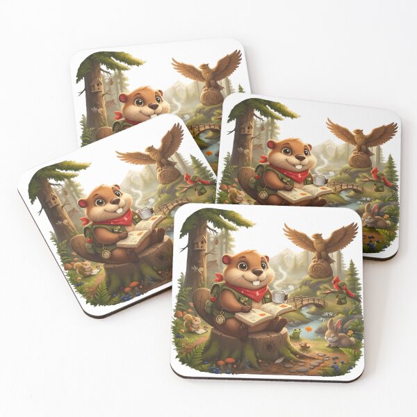 Item preview, Happy Beaver Adventures – Morning at Whispering Pine Grove designed and sold by Clothes With Smiling Animals Walt Gral.