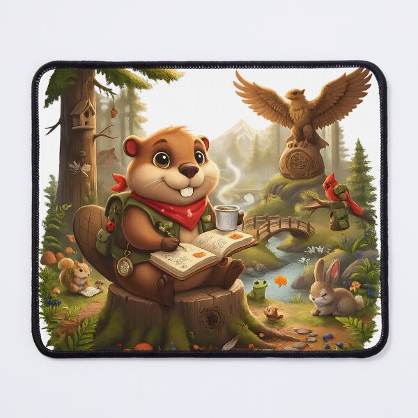 Item preview, Happy Beaver Adventures – Morning at Whispering Pine Grove designed and sold by Clothes With Smiling Animals Walt Gral.