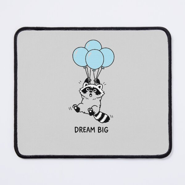 Item preview, DREAM BIG • Cute Raccoon Flying with Balloons Meme designed and sold by CreativeArtistL.