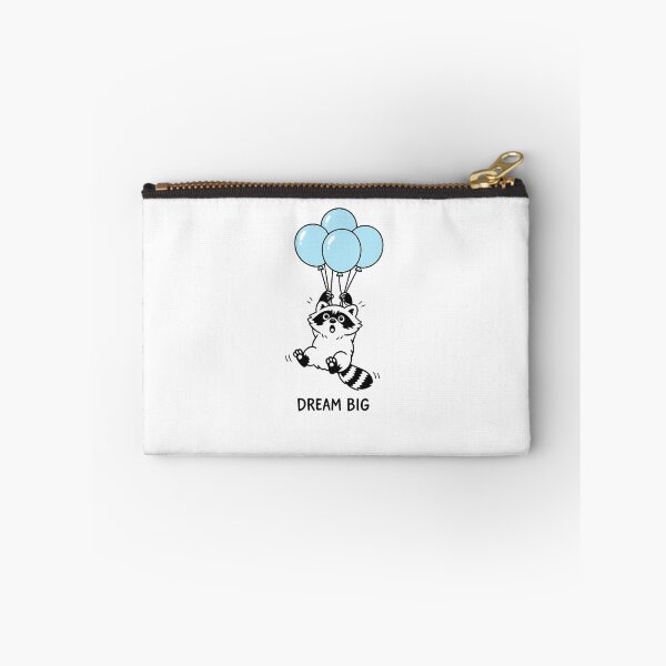Item preview, DREAM BIG • Cute Raccoon Flying with Balloons Meme designed and sold by CreativeArtistL.