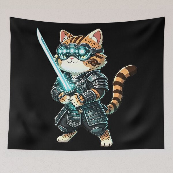 Item preview, Cyber-Samurai Felis Nigripes - Elite Tactical Warrior designed and sold by ABYSSLAB.