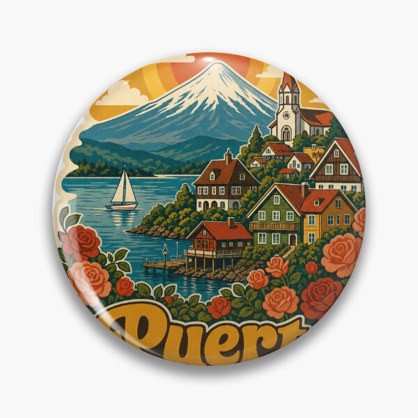 Item preview, Puerto Varas Chile Travel Souvenir - Retro Illustration designed and sold by VisualArtsOasis.