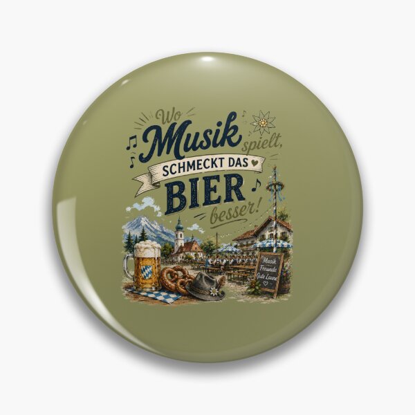 Artikelvorschau, Lustige bayerische Biergartengestaltung – „Wo Musik spielt, schmeckt das Bier besser“ entworfen und verkauft von Alpine-Ink.