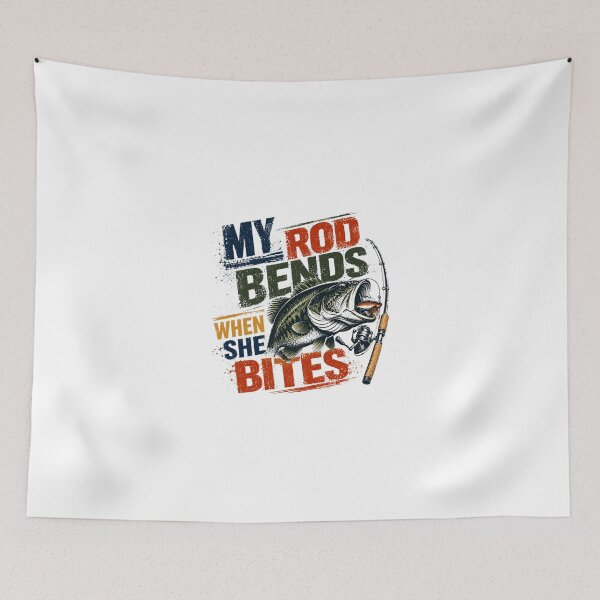 Item preview, My Rod Bends When She Bites Bass Fishing Angler Humor designed and sold by JonesFlora2025.
