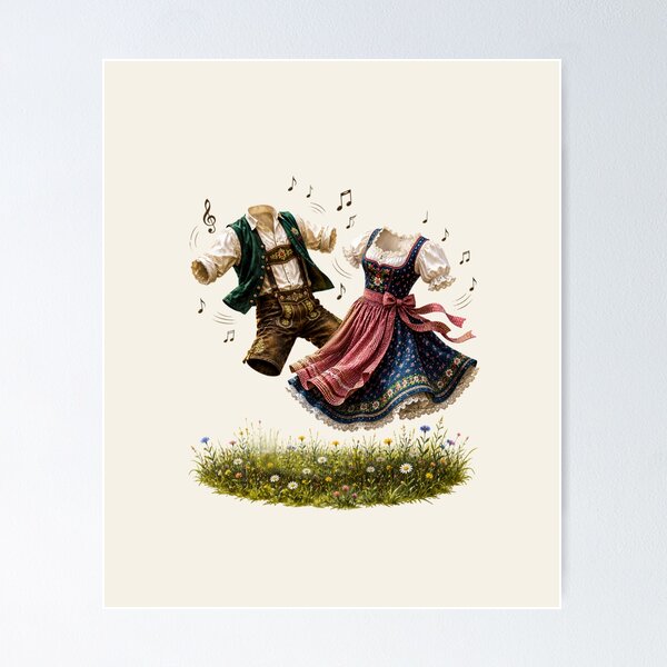Item preview, Funny Bavarian Folk Dance Gift – "Wo Musik spielt, tanzen sogar Tracht und Dirndl!"  designed and sold by Alpine-Ink.