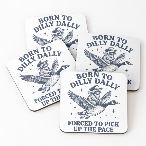 Item preview, Born to Dilly Dally Forced to Pick Up the Pace – Funny Cowboy Raccoon Riding Goose designed and sold by raedattia.
