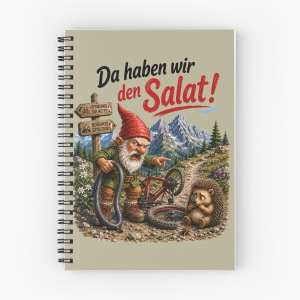 Item preview, Funny German Gnome Bicycle Mishap – "Da haben wir den Salat!" designed and sold by Alpine-Ink.