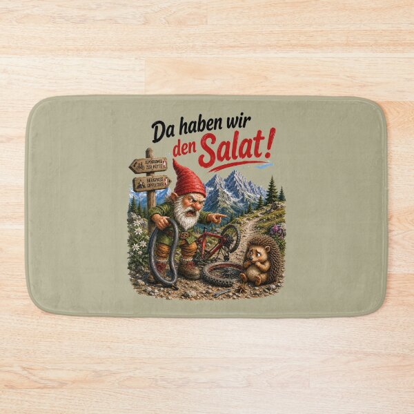 Item preview, Funny German Gnome Bicycle Mishap – "Da haben wir den Salat!" designed and sold by Alpine-Ink.